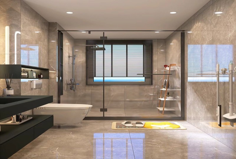 墨尔本大理石一字型浴室、卫生间、浴室卫生间翻新、卫生间浴室设计